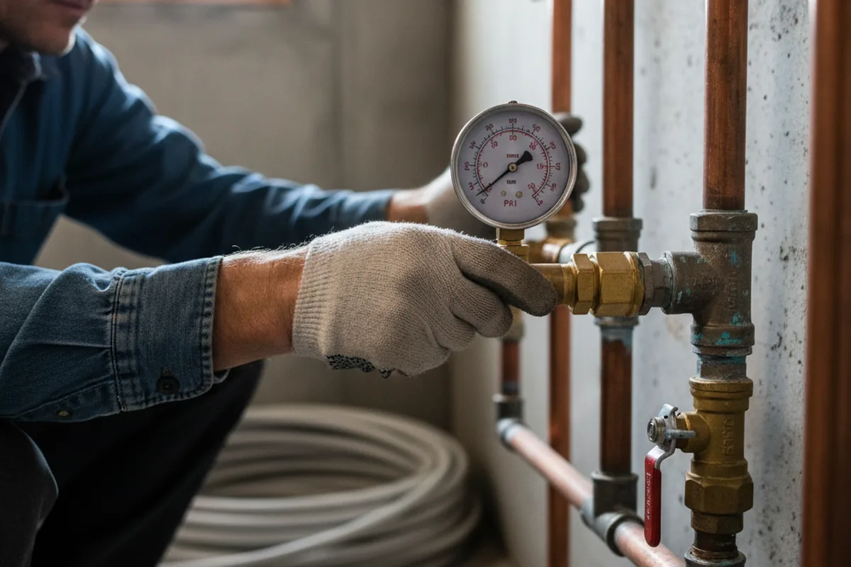 Pressure testing a repaired line during Water Line Repair in Hartsdale